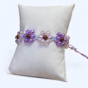 Purple Flower Macrame knotted Bracelet